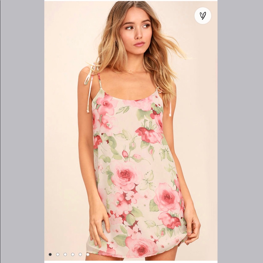 Lulus Mini Slip Dress Rose Floral Flowy Shift Dress Small Summer Sexy